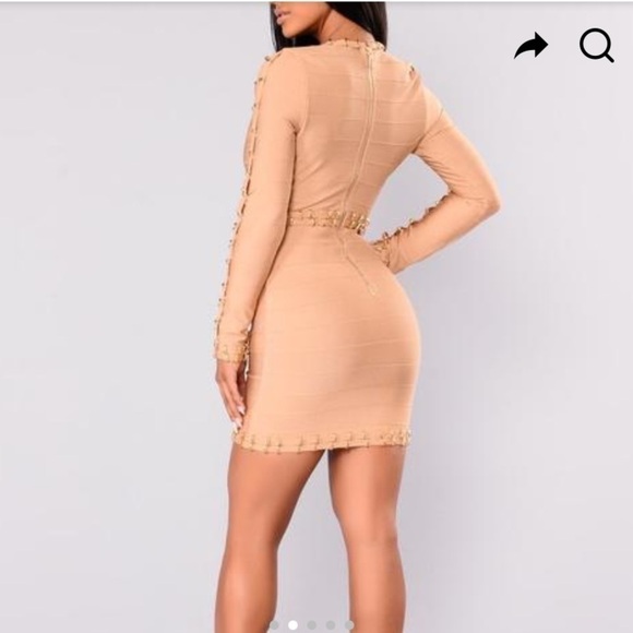 NWT Fashion Nova Zarah Bandage Dress in Gold. Size XL - Picture 4 of 15